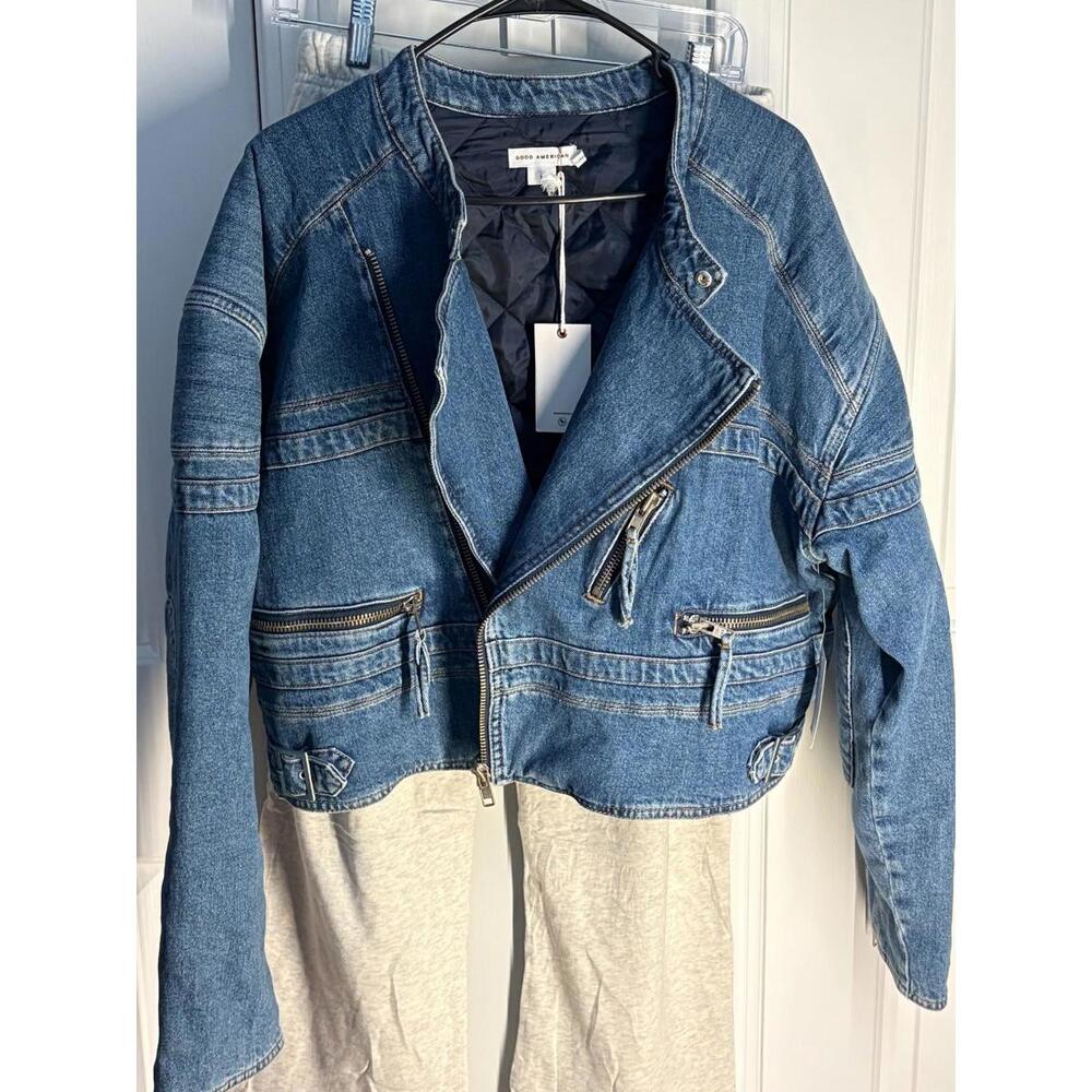 086) Good American Denim Heavy Jacket with Quilted interior Size Large